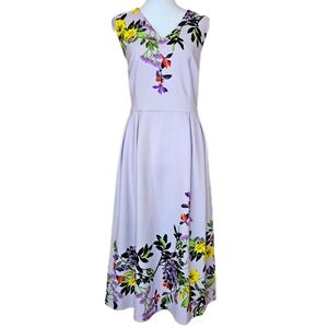 Julia Jordan Floral Midi Dress Women’s 16 Lavender Spring Easter Mother’s Day